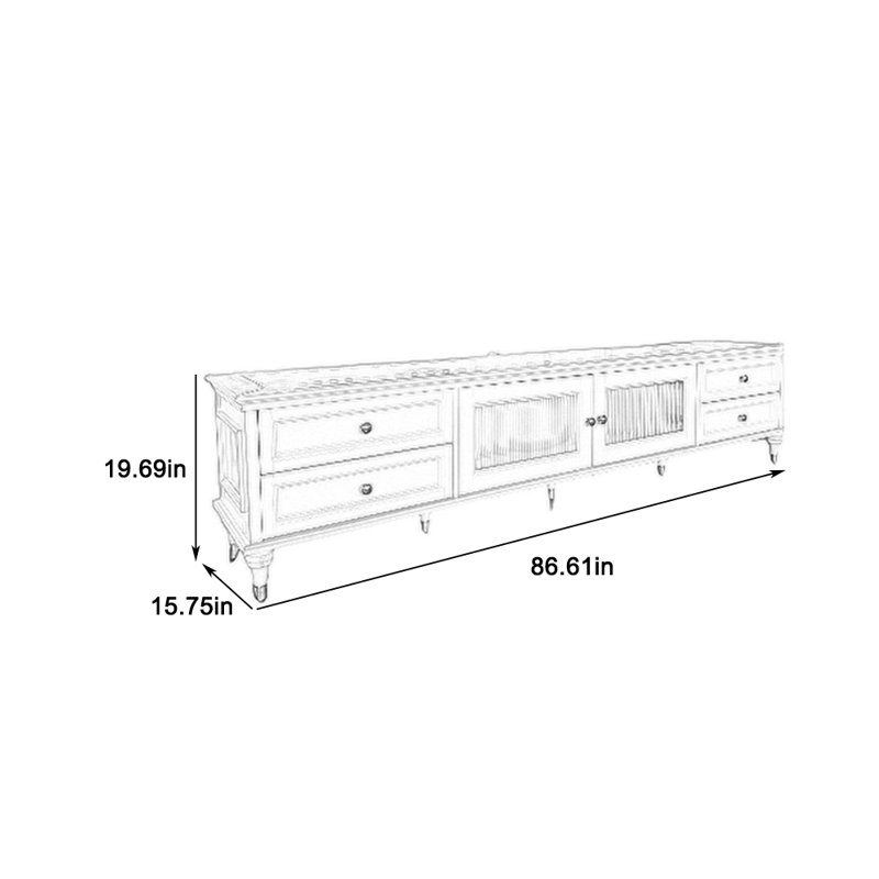 Meuble télé en bois massif durable, 86.61"