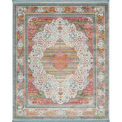 Tapis à motif oriental bleu clair Folmar