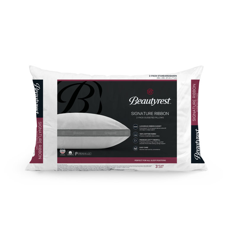 Beautyrest Signature White Polyester Jumbo Bed Pillows Set of 2