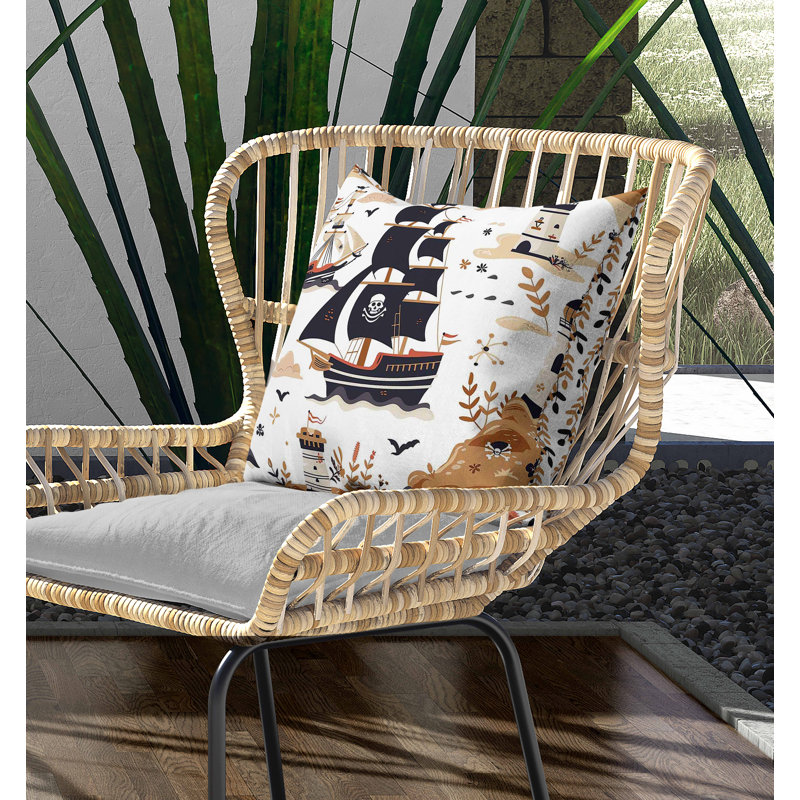 Coussin intérieur / extérieur Treasure Island, Carré 16 po, Noir, noir, noir, noir