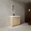 Meuble-lavabo autoportant avec lavabo en résine blanche et 2 portes d'armoire à fermeture en douceur-1330277932