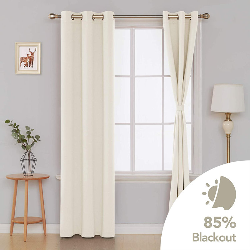 Bix Solid Blackout Thermal Grommet Curtain Panels, Light Beige, 38" W x 72" L