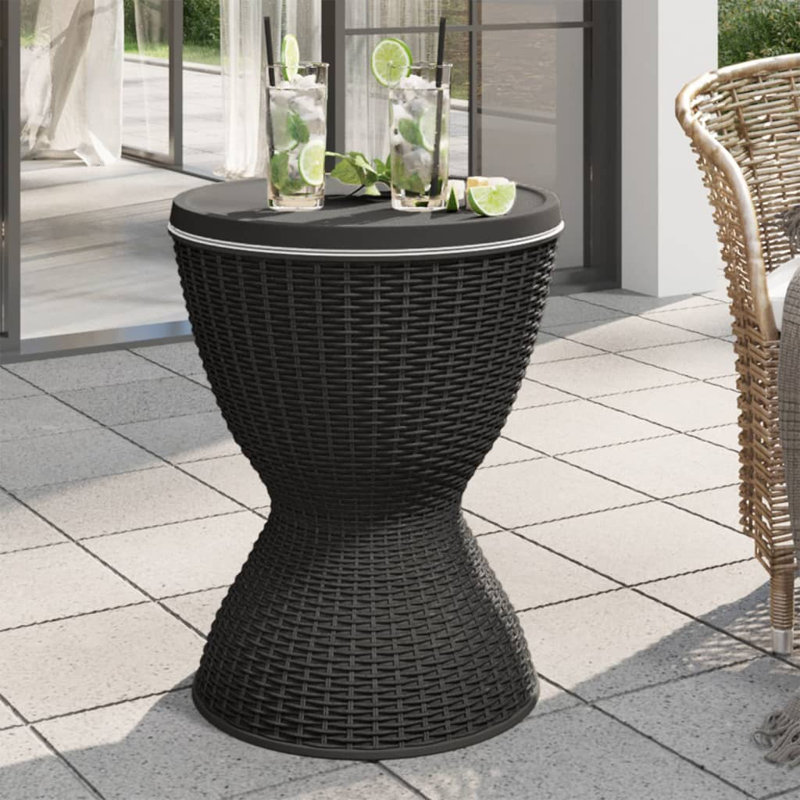 Extendable Round Polypropylene Outdoor Coffee Table, Black