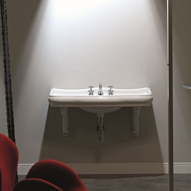 Retro 39.4'' L Bathroom Sink, Three Faucet Holes