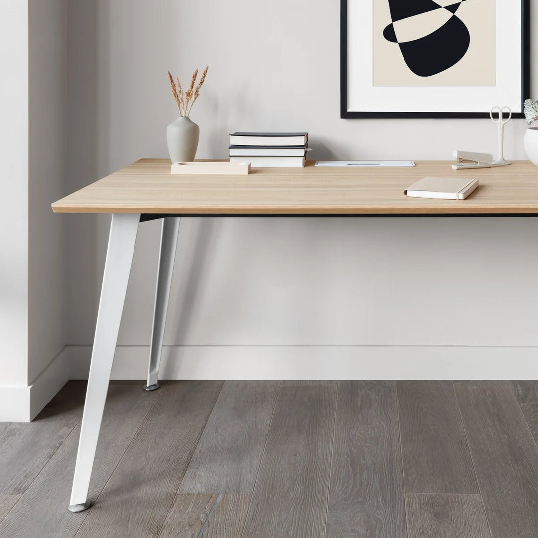 Office Desk, 30" H x 48" W x 24" D, Woodgrain, White