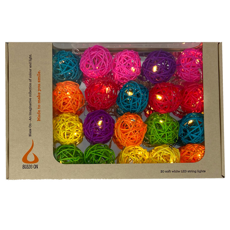 Stonecrest Crest LED Handmade Wicker Balls String Light, 20 Lamps - 5 Metre Long