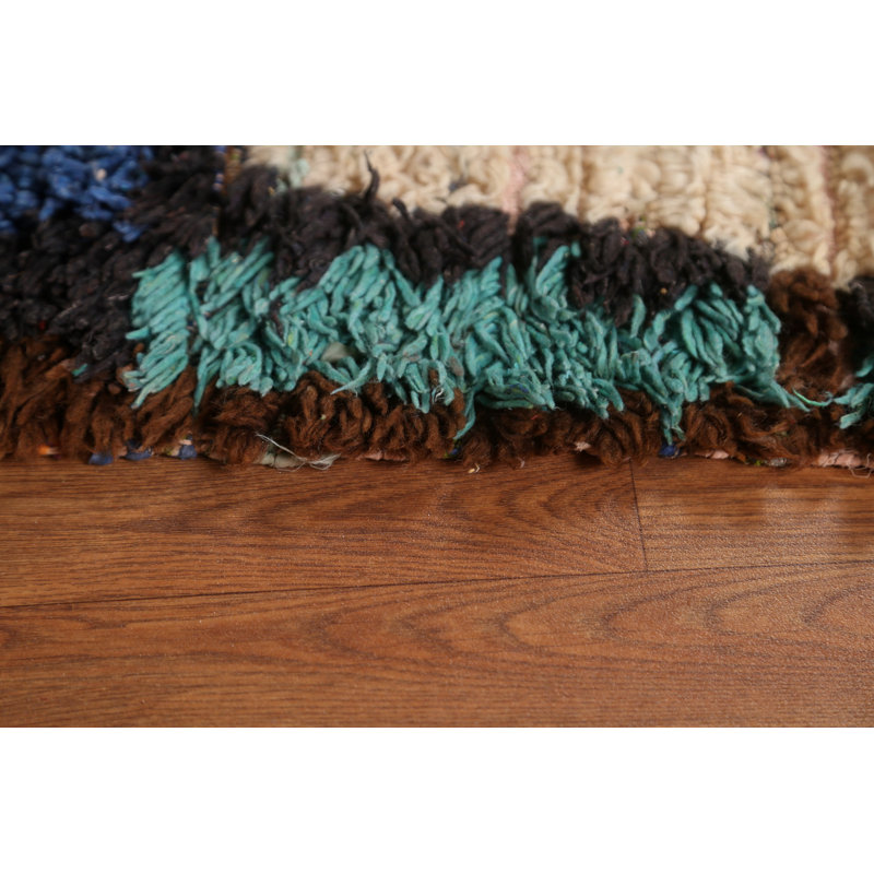 Tapis oriental géométrique marocain noué à la main 4 x 7