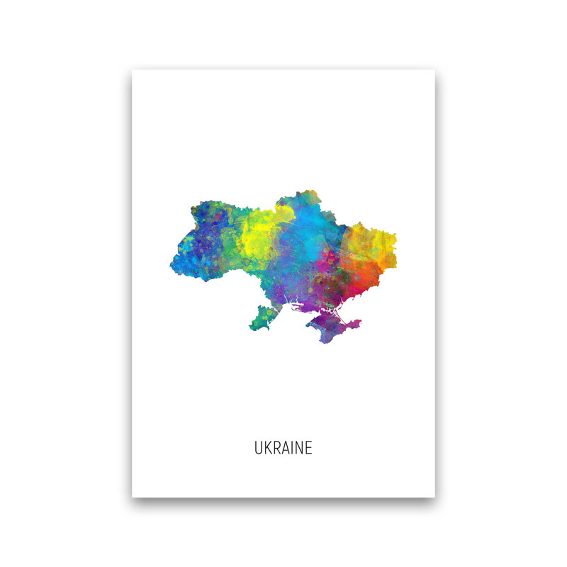Ukraine Watercolour Map by Michael Tompsett - Print, Unframed, 30cm H x 21cm W x 1cm D