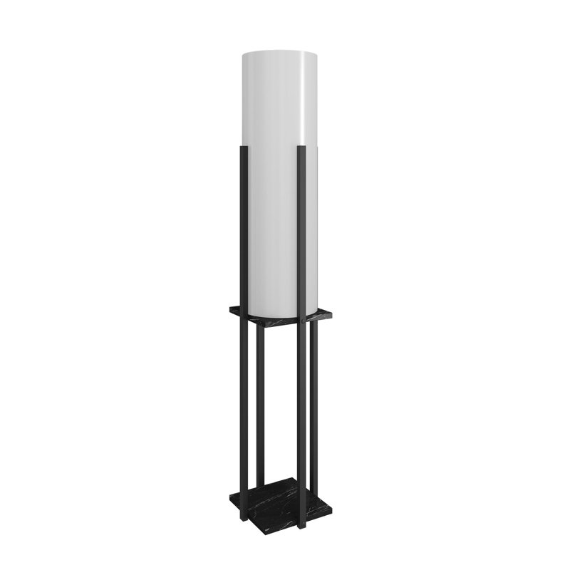 Modern Black Floor Lamp, 63.0 Inches Tall, Particle Board Body & MDF Profile, Stylish Fabric Cap (8.3 Inches Diameter) | On/Off Switch on Cable, E27 Socket (Max 60W), CE Certified | Ideal for Living Room & Bedroom Decor