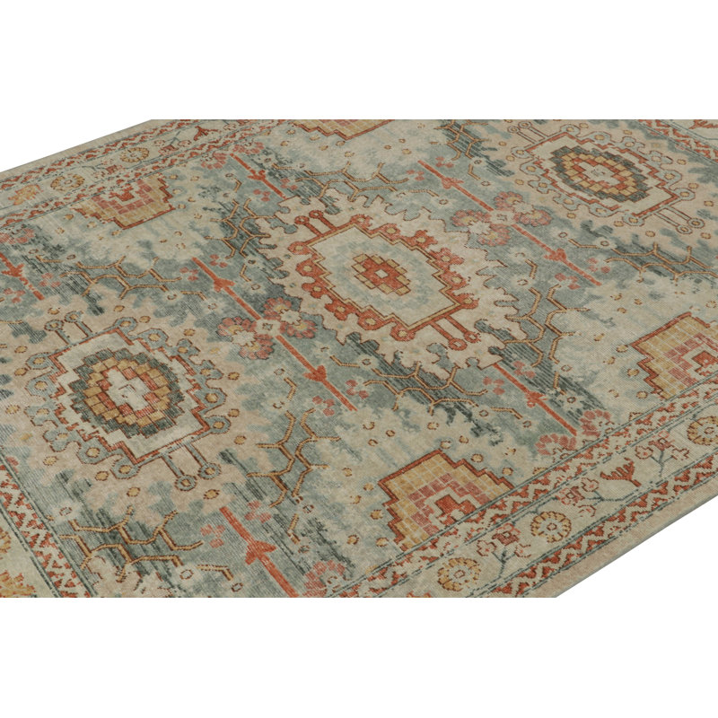 Distressed Homage Hand Knotted Wool Floral Area Rug, Rectangle 10' x 14'