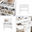 Flip Top Vanity Desk With LED Lighted Mirror & Built-In Outlet - Makeup Vanity Table With 2 Drawers, Open Storage, Hooks For Jewelry (No Stool Included)