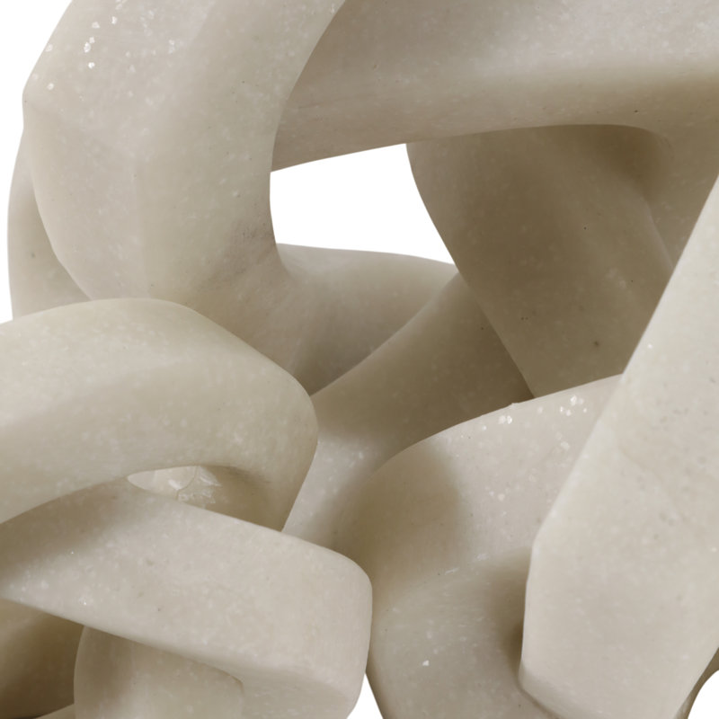 Sculpture moderne en nœuds de résine pour la maison - Décorations décoratives de statues décoratives pour salon - ensemble de 3, 6 ", 5", 4 ", blanc