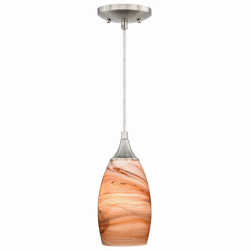 Finja 1 - Light Single Pendant, Satin Nickel, Toffee Swirl