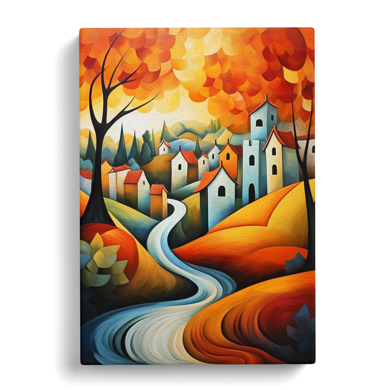 Landscape Cubism Art - Wrapped Canvas, 50cm H x 35cm W x 3cm D