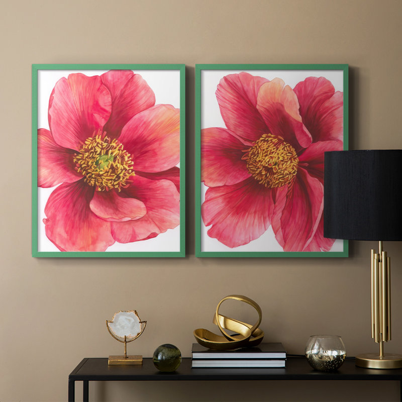Pivoine arborescente I - impression encadrée de qualité supérieure - prête à être accrochée - aucun clou requis - aucun clou requis