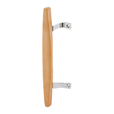 Poignée de porte en verre coulissante, poignée en bois, construction moulée sous pression, chrome (paquet de 1)