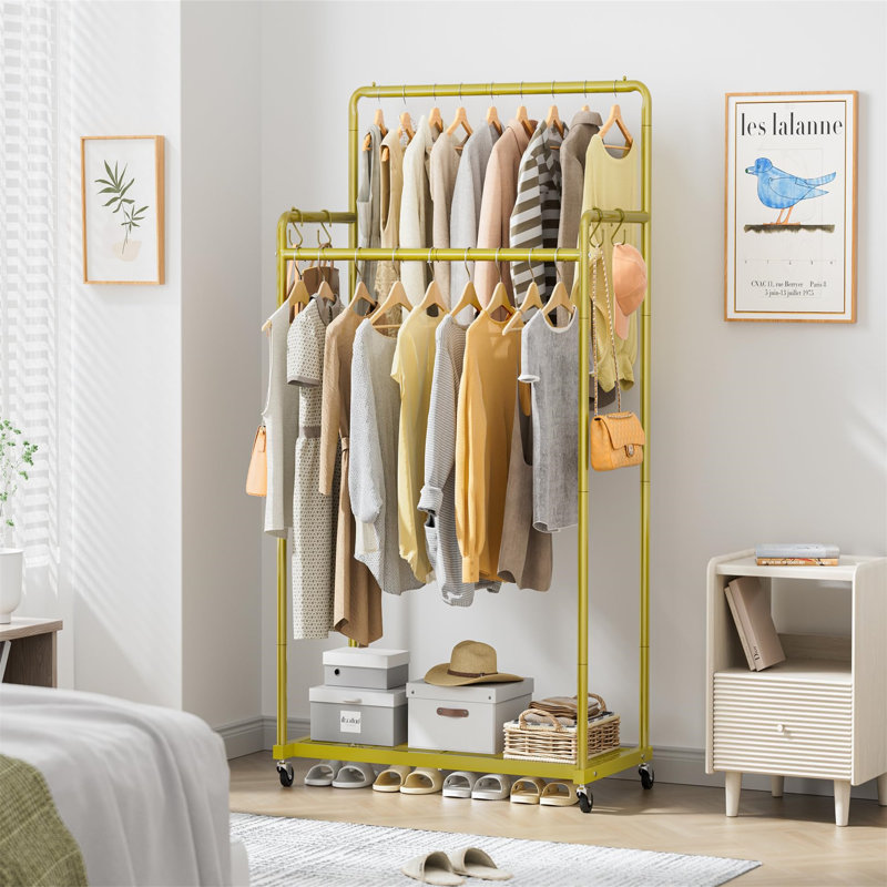 Pinnell 72.5cm Rolling Clothing Rack, Gold