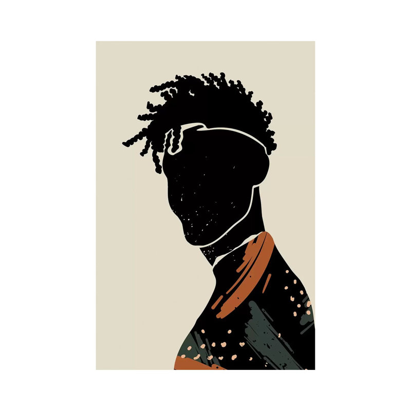 Black Hair II - impression d'art graphique, Pas de tapis, Toile tendue, H 18 po x l 12 po x 1,5 po