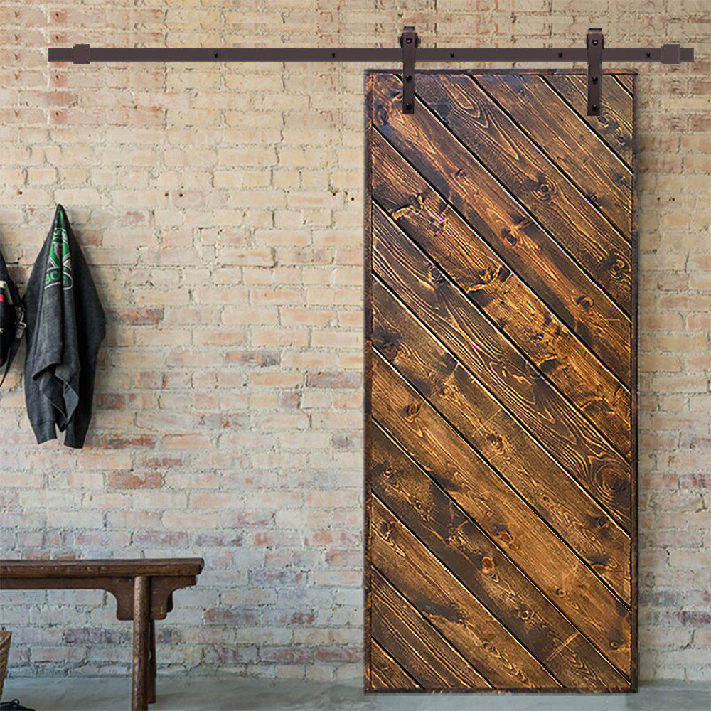 84'' Solid Wood Paneled Painted with Installation Hardware Kit Barn Door Calhome