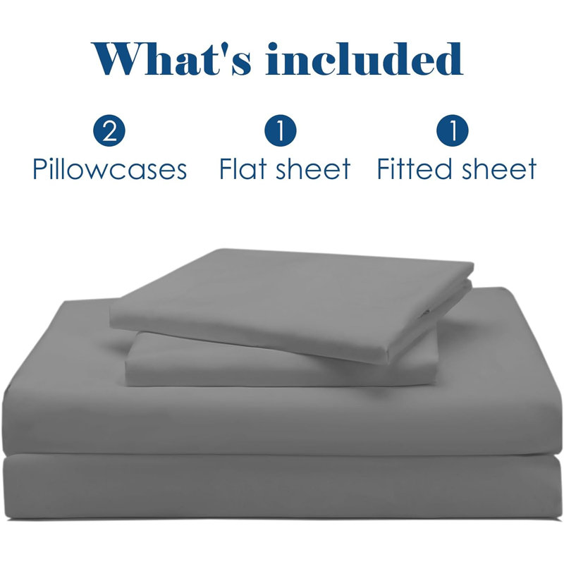 Soft  Microfiber Sheet Set, Gray, King Sheet Set + 1 Fitted Sheet + 2 Pillowcases