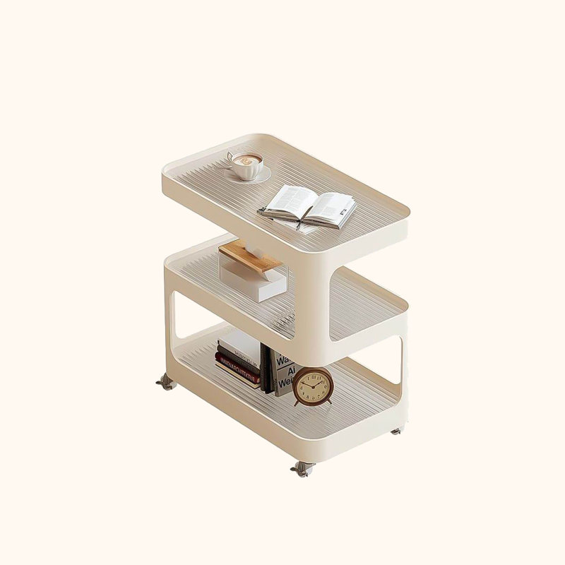 Table de chevet coffre en verre crème, H 23,62 po x l 23,62 po x P 11,81 po