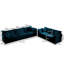 Moderne pour la maison, chenille bleue 2 + 3 places, canapé de salon en matériaux chenille, assise profonde, rembourrage et bois