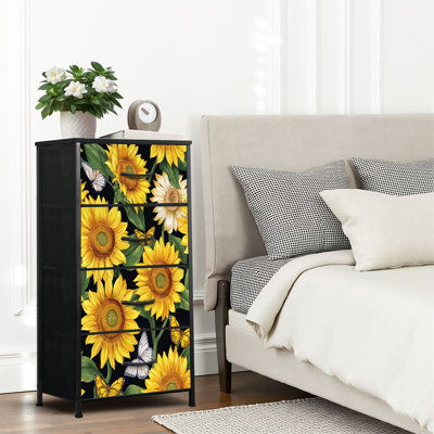 4 Drawer Dresser for Bedroom, Narrow Chest of Drawers, Wooden Top and Study Iron Frame 18"x37.5"-(WxH)