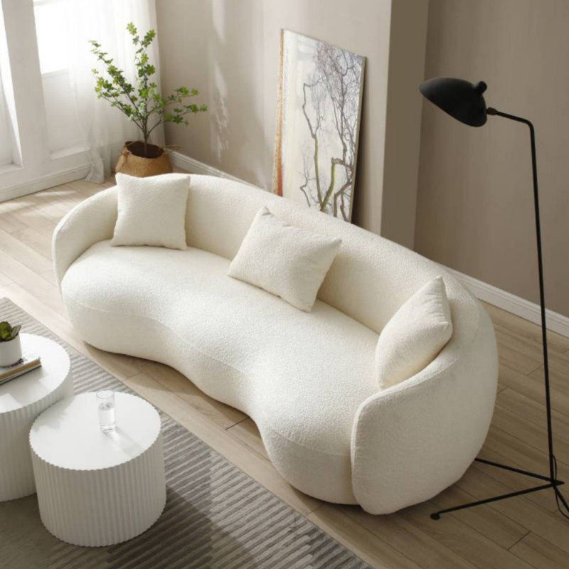 Italian Simple Cream Style Curved Sofa, Off-white