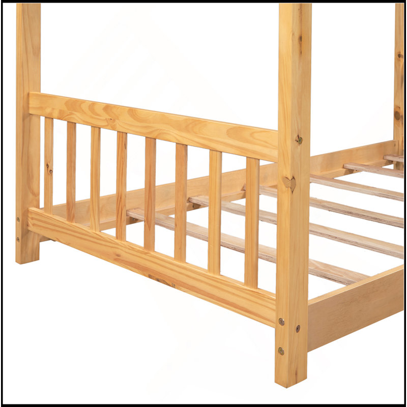 Lit plateforme simple avec tête et pied de lit, Naturel