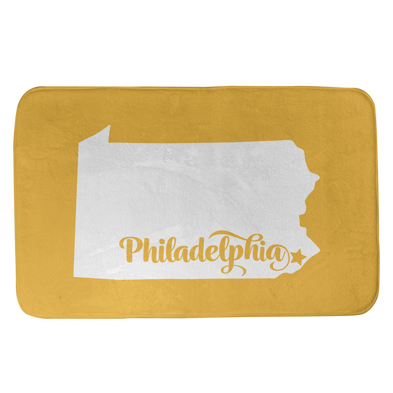 Rectangle Non-Slip Does Not Apply Bath Rug, 17" W x 21" L, Purple, Pennsylvania Philadelphia