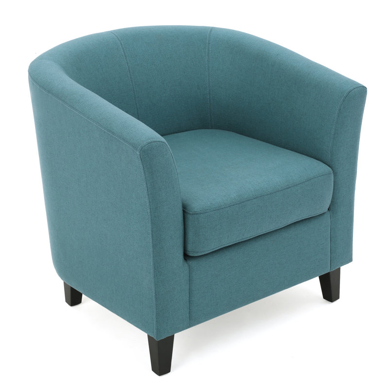 Dorset 29" Wide Barrel Chair, Dark Teal Polyester Blend, Black