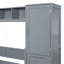Grand lit escamotable mural avec placard et tiroirs, gris