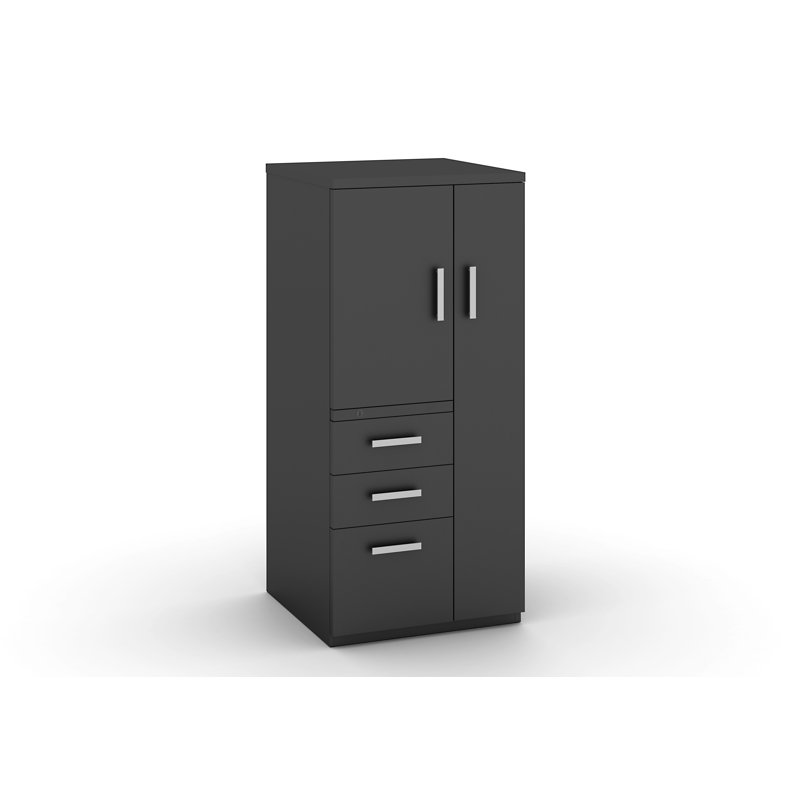 Interra Steel Filing Storage Cabinet with 3 Drawers, Interlock System, Smooth Open-Close,Right, Black