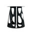 Table ronde 59,58 ", base en métal noire, 31,5" table tournante en pierre frittée blanche, peut accueillir 6 à 8 personnes, support en fer noir à surface grattée, s'adapte aux rayures-917714644-913506316