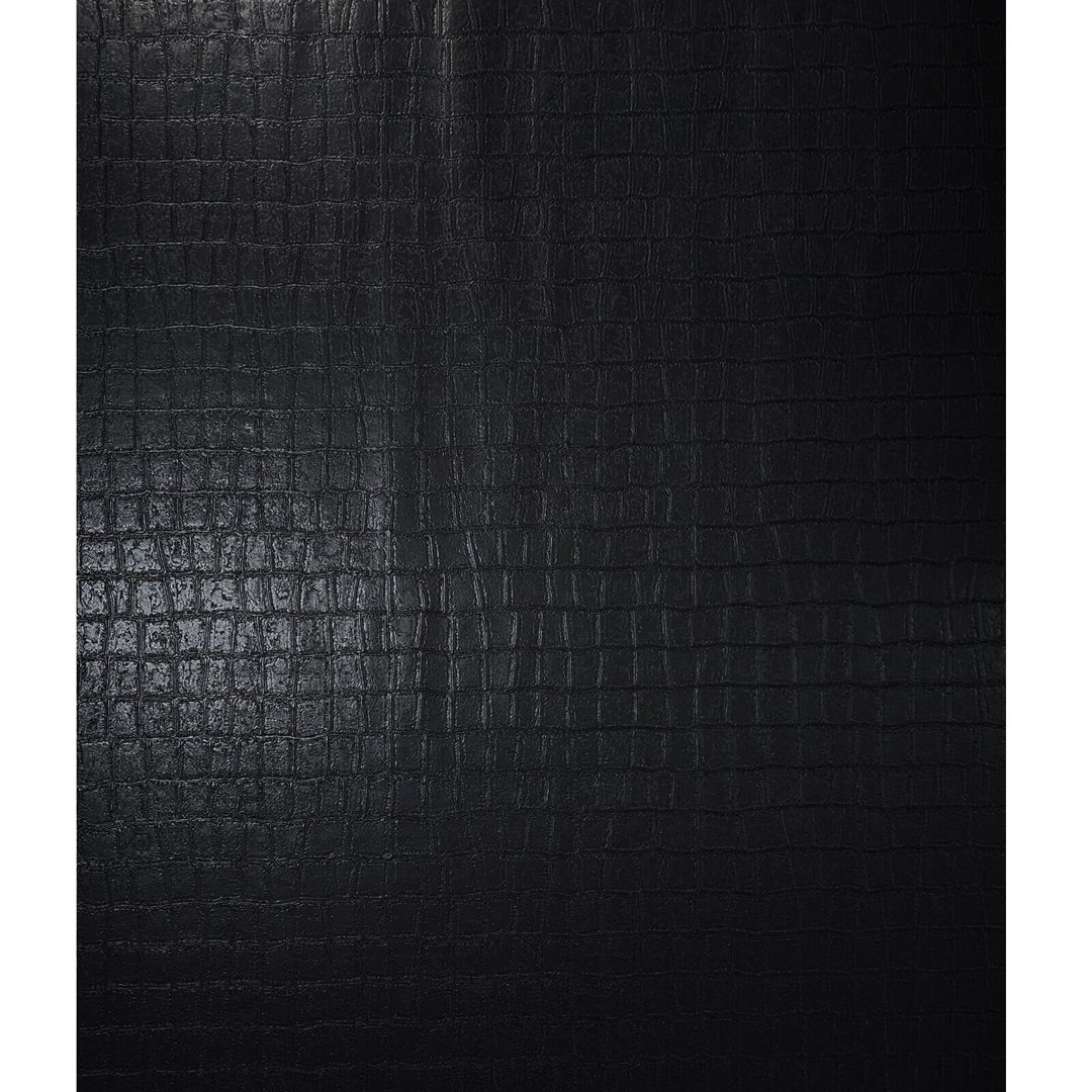 Disbrow Crocodile Modern Animal faux skin black alligator leather wallpaper 3D Orren Ellis