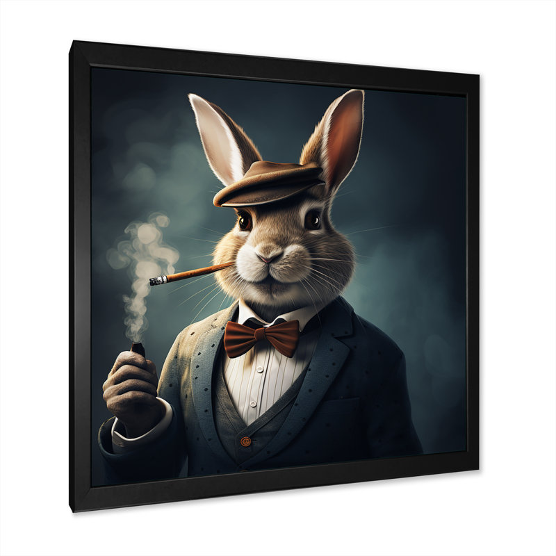 «The Rabbit London Mafia I - Rabbit Gangster Mafia», art, H 30 po x l 30 po x P 1,5 po, Cadre simple noir