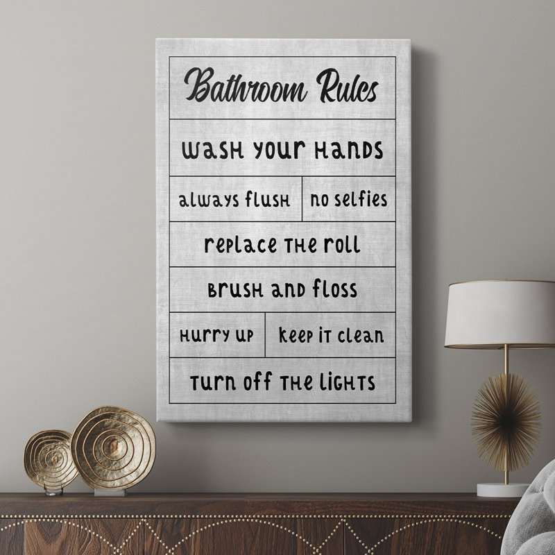 Simple Bathroom Rules -Custom Wrapped Gallery Cavas
