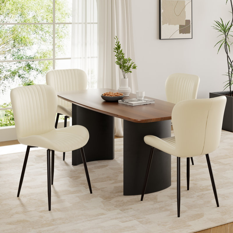Chaise d'appoint rembourrée Modern (ensemble de 4), 4, Beige