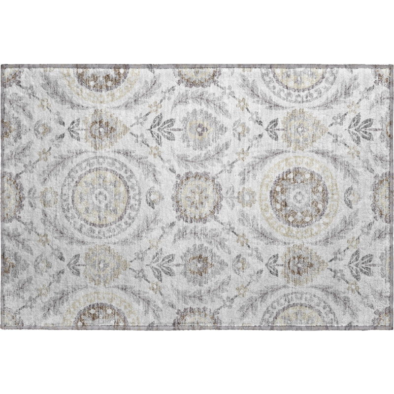 Premium Machine Washable Prisco Silver Rug, Runner 2'3" x 7'6"