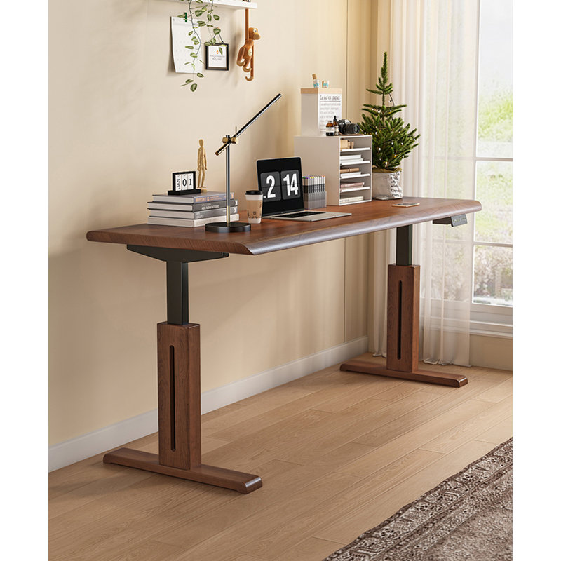 Solid Wood Electric Height Adjustable Standing Desk, 23.6" H x 70.9" W x 23.6" D