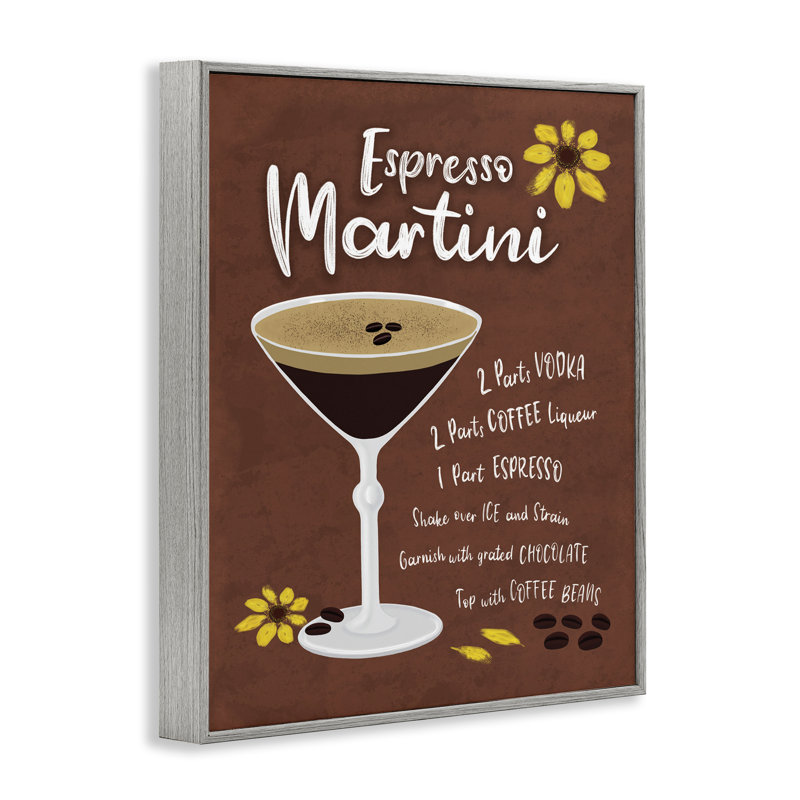  Espresso Martini with Recipe Black Framed Giclee Art by Deborah Curiel, 14" H x 11" W, Estampe numérique Farmhouse