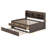 Full Size Wooden Captain Bed with Built-in Bookshelves, Three Drawers and Trundle-94409508
