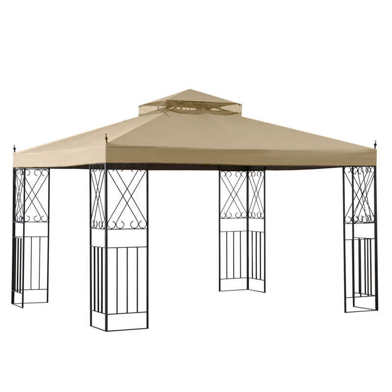Beige Polyester Two-Tiered Replacement Canopy for 10' x 12' Gazebo
