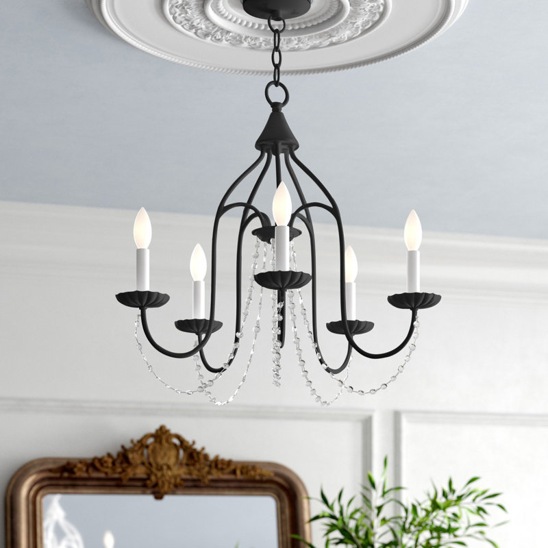 Hauppauge 5 - Light Dimmable Classic / Traditional Chandelier, Black