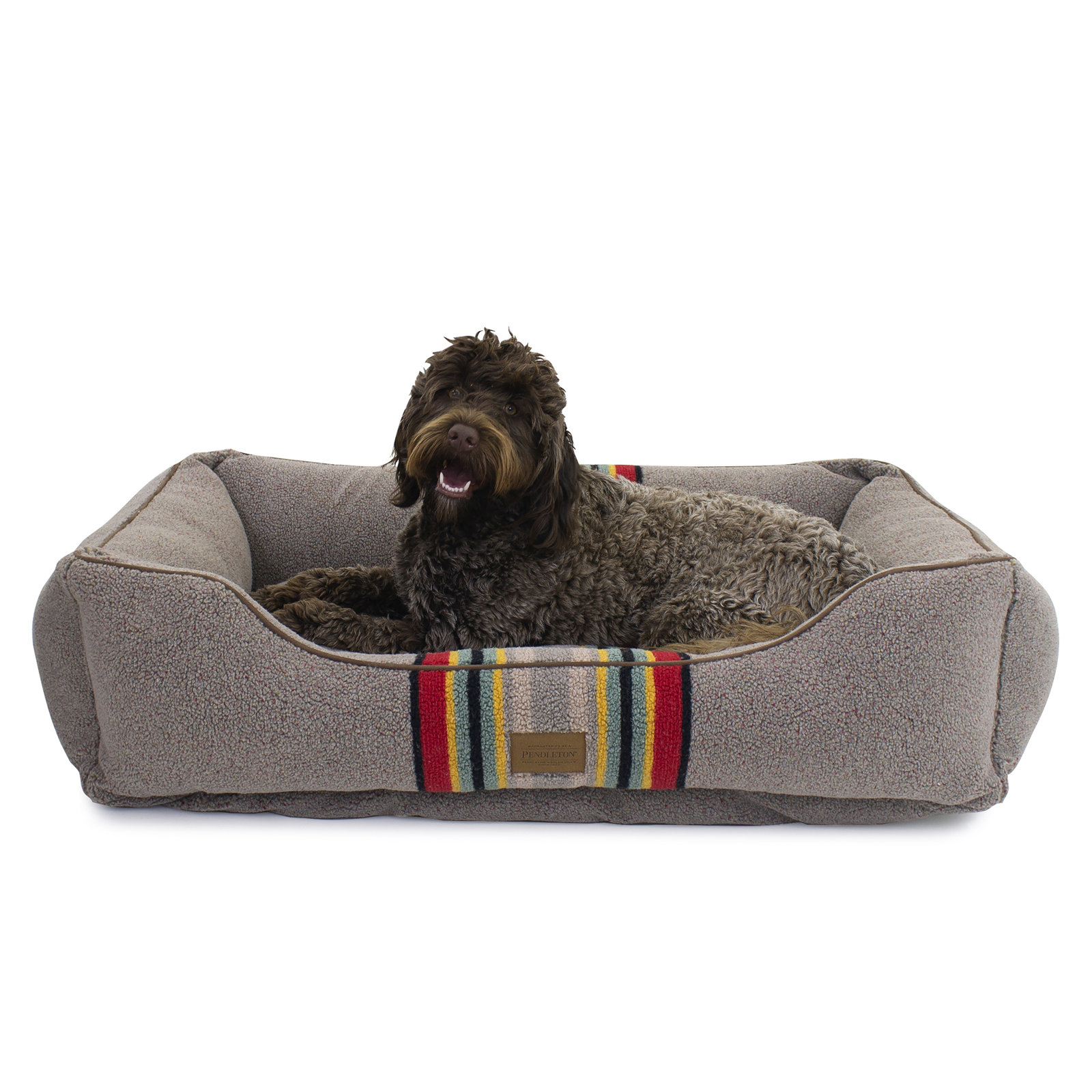 Yakima Striped Pet Bed, Umber Striped Sherpa, X-Large (42" W x 30" D x 10.5" H)