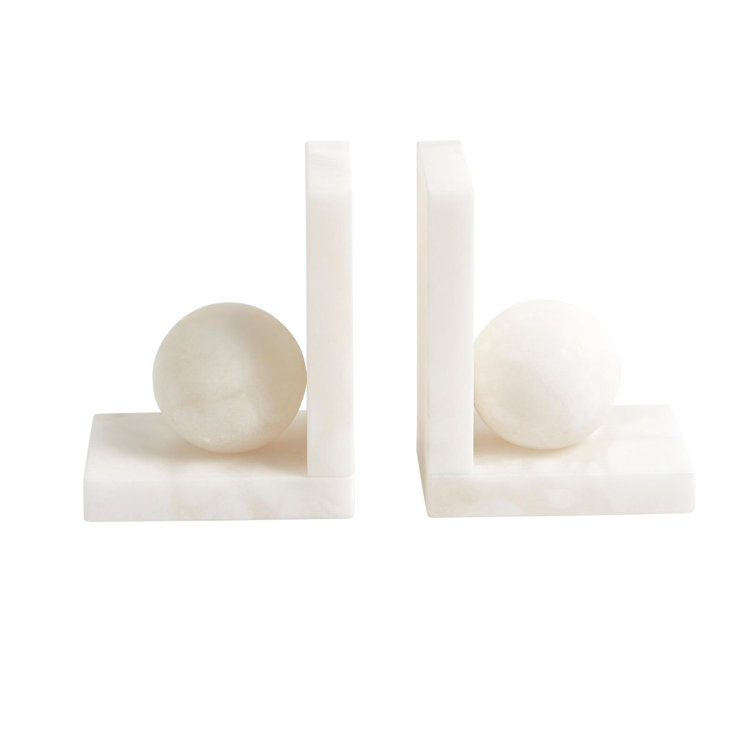 Alabaster Ball Non-skid Bookends