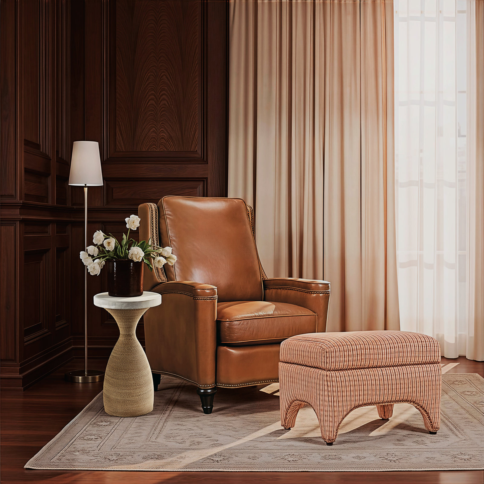 Chanti Recliner, Brown Genuine Leather, Manual