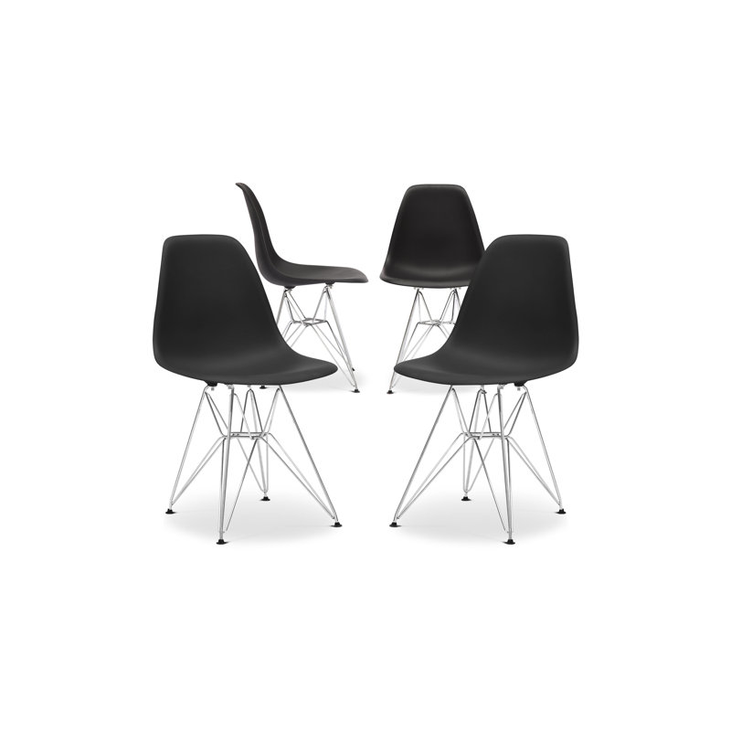 Modholic Eiffel Chair With Steel Legs, Black, Black, 1