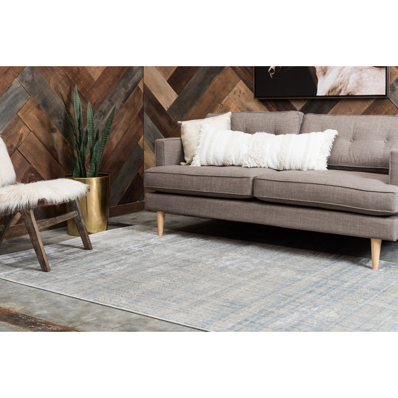 Tapis argenté à chevrons Frodsham, Rectangle 4 pi 1 po x 6 pi 1 po