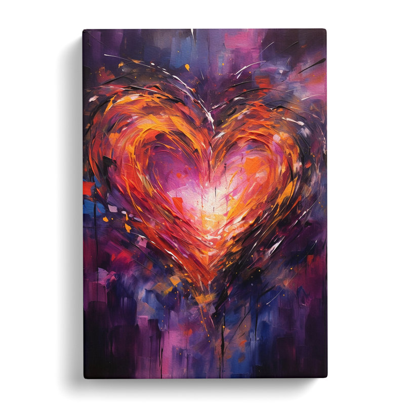 Love Heart Gestural Art - Wrapped Canvas, 60cm H x 40cm W x 3cm D